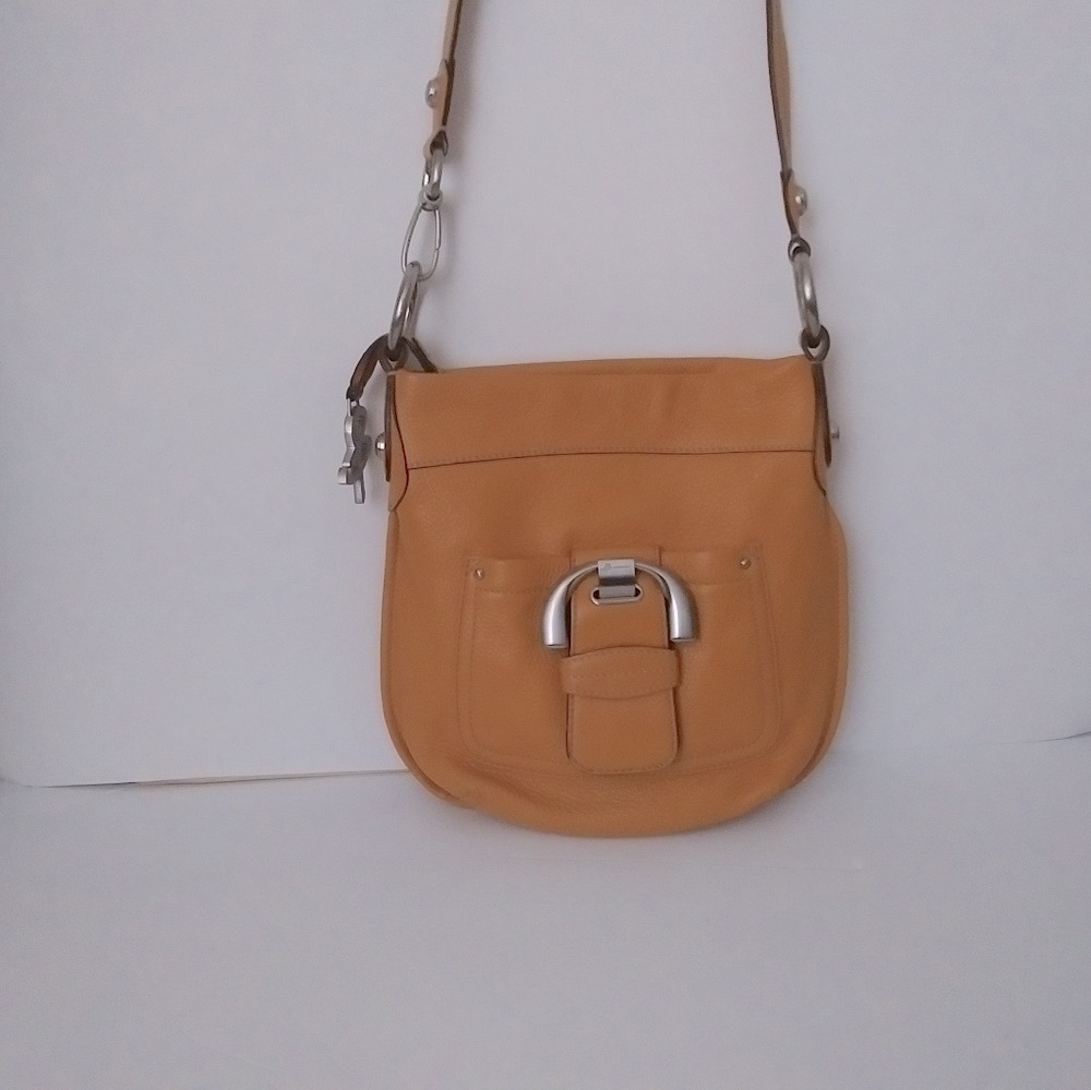 B Makowsky Leather Shoulder Bag Goldish Yellow 11"Hx10”W (NWOT)